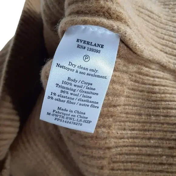 Everlane The Felted Merino Half-Zip Sweater Size M